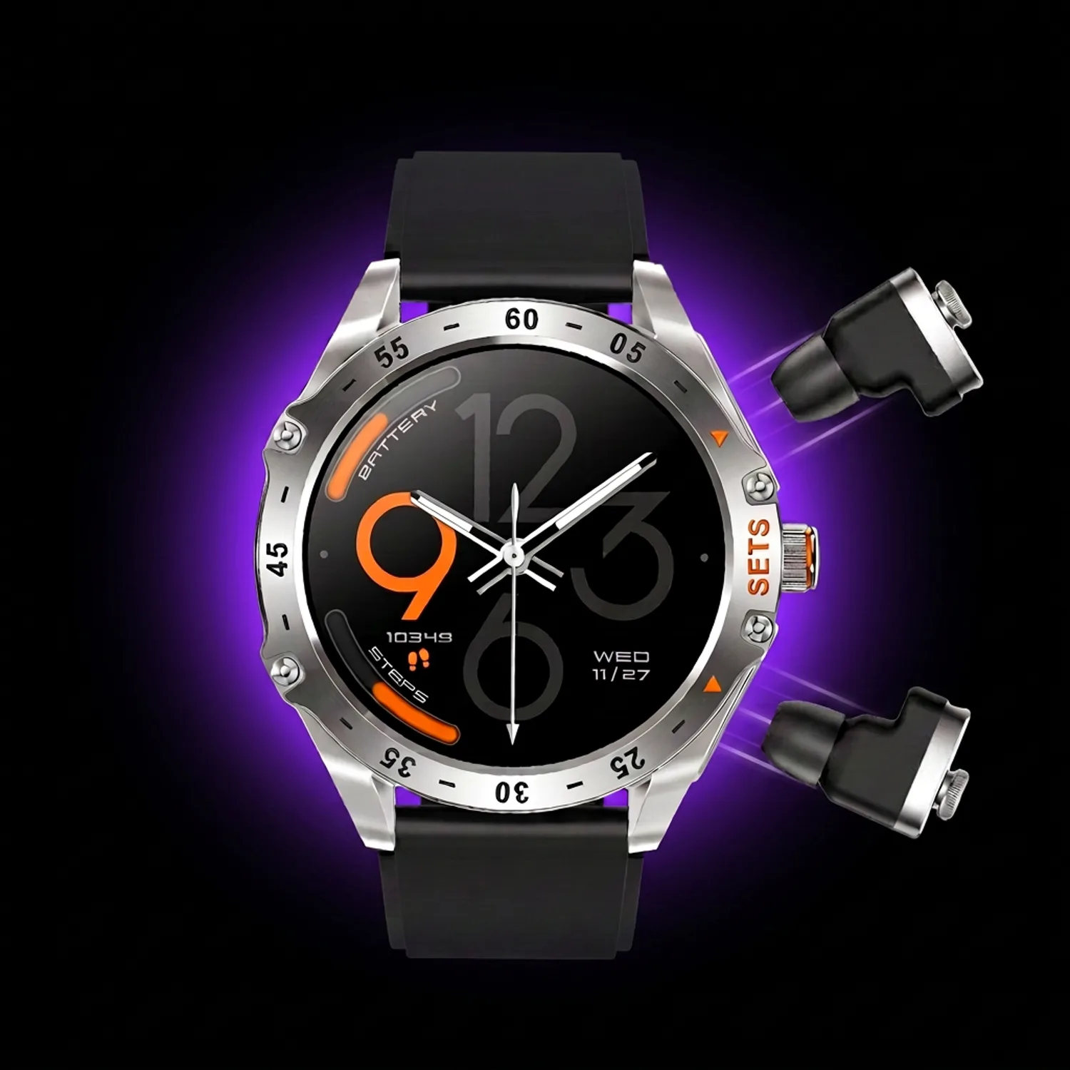 Earbuds ejecting from the HYPE watch case
