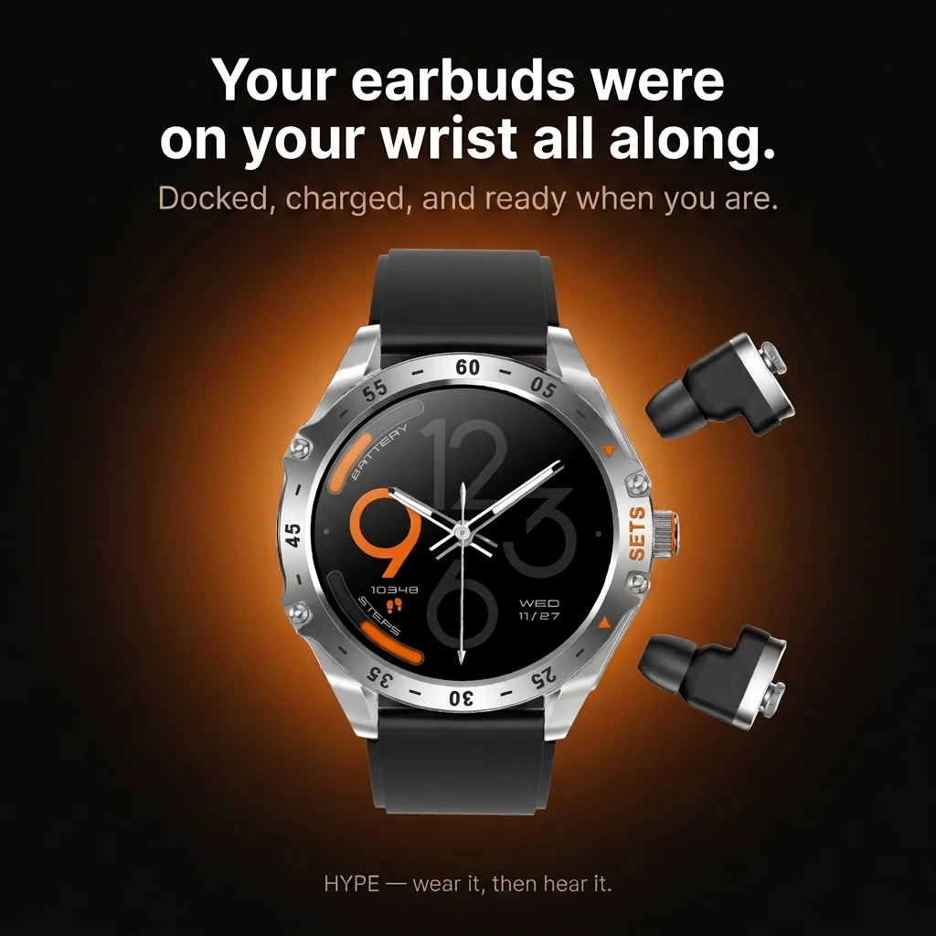 Hype Smartwatch with Built-in Wireless Earbuds